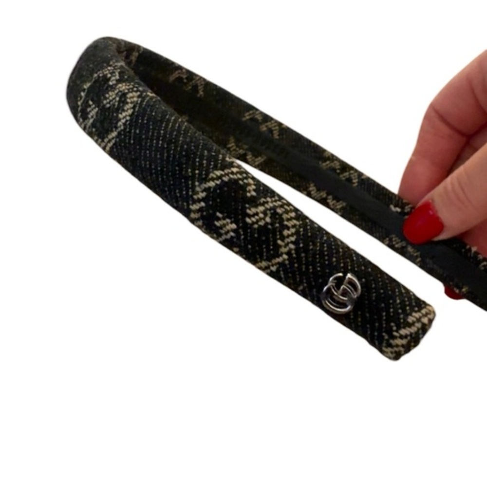 Gucci GG Black Canvas Denim Logo Headband‎ - Picture 3 of 7